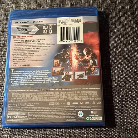 Captain America-Civil War;Blu-ray+Digital;Brand NEW; marvel;bonus extras;$18 - Picture 3 of 5